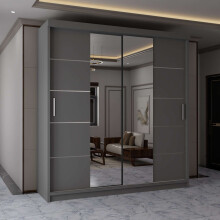 Modern Sliding Wardrobe-Mirror Doors 120cm Grey