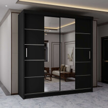 (203cm, Black ) Eden Double Sliding Door Wardrobe