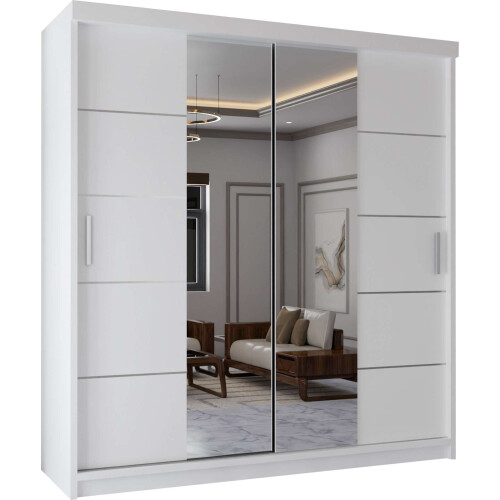 Modern Sliding Wardrobe-Mirror Doors 120cm White 1