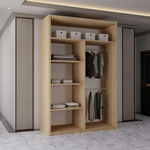 Modern Sliding Wardrobe-Mirror Doors 120cm Oak 2
