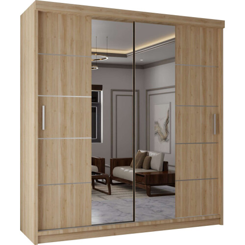 Modern Sliding Wardrobe-Mirror Doors 120cm Oak 1