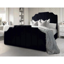 CALISMA Santorini 54 Velvet Divan Bed with Footboard black, 3FT