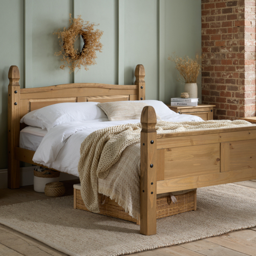 Birlea Corona Mexican Solid Pine High Foot End 135cm Bedstead Double bed Frame