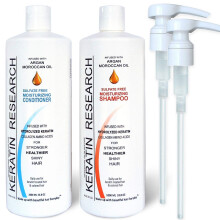 Sulfatfreies Shampoo und Sp lung, 2 x 1-Liter-Flaschen, Set mit marokkanischem Argan l von Keratin Research, Nachbehandlungsshampoo
