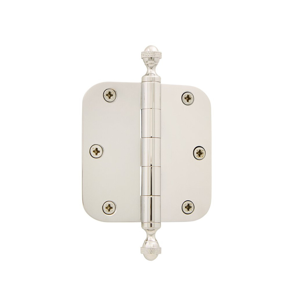 Grandeur Hardware 824310 3.5Acorn Tip Residential Hinge With 58Radius Corners In Polished Nickel 3.5X 3.5 662972243108