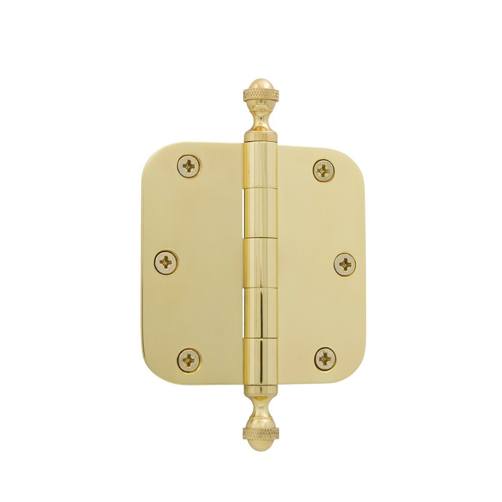 Grandeur Hardware 833048 3.5Acorn Tip Residential Hinge With 58Radius Corners In Unlacquered Brass 662972330488