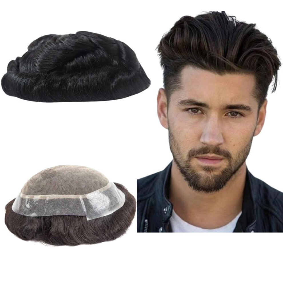 Unisex Toupee For Men Human Hair Wigs Mens Toupee European Virgin Human Hair Units Curly Wave Mens Wig Toupee Hair Real Human Replacement System For Man Aus