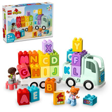 LEGO Duplo Town Alphabet Truck Toy Construction Toy til b?rn i alderen 2 og op ABC Learning Vehicle med en trailer, der b?rer alfabetsten med dre