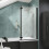 NES Home Nes Home 830mm Reversible 6mm Tempered Glass L-shape Bath Screen Matte Black 1