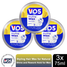 VO5 Styling Hair Wax for Natural Shine and Rework Hold for Men 75ml, 3 Pack