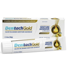 Denttach Gold Zahnprothesenhaftmittel, erd   lfrei, auf Oliven   lbasis, Premium-Haftcreme f   r Voll- und Teilprothesen, ganzt   giger sicherer Halt