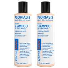 Dermasolve Scalp Psoriasis Medicated Shampoo & Conditioner (2-pack) Naturally Heals Dandruff Seborrheic Dermatitis Itchy Flakey Inflamed Skin & P