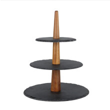 Slate Cheese Board Set, Three-Tier Reusable Platter for Parties, Charcuterie, Sushi, Cakes, and Fruit