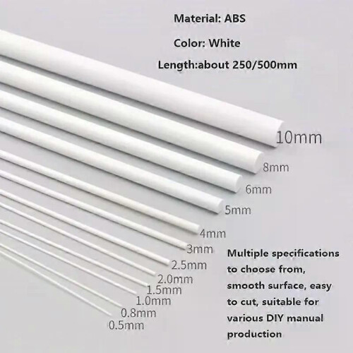 ABS White Round/Square Plastic Rod Stick For Architecture Model Making Model Material DIY Accessories 2