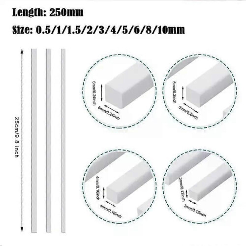 ABS White Round/Square Plastic Rod Stick For Architecture Model Making Model Material DIY Accessories 1