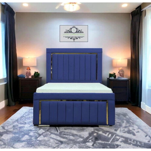 CALISMA Atmosphere Plush Velvet Bed Frame 4FT6-BLUE