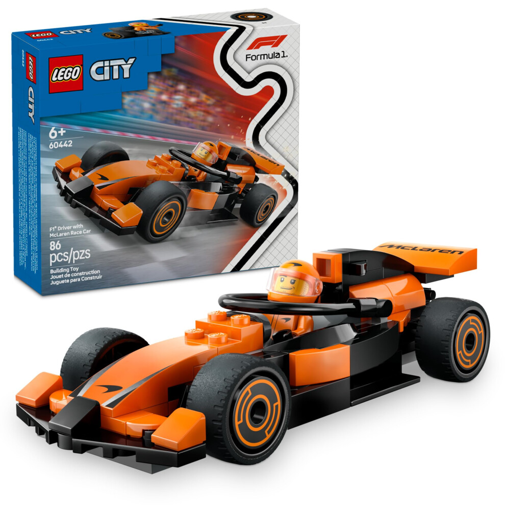 Lego City F1 Driver With Mclaren Race Car Toy - Model Car Building Toy Kit For Kids, Boys And Girls, Ages 6+ - F1 Collectible For Fans - With A Driver