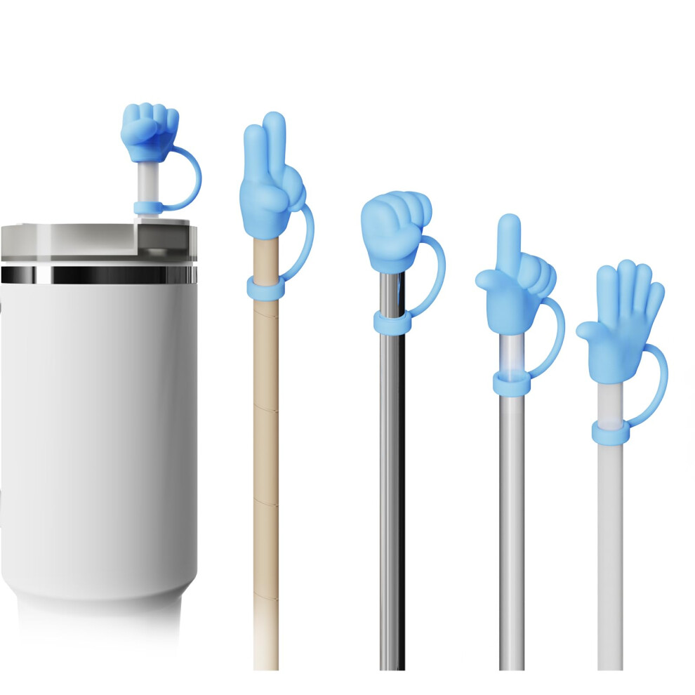 Silicone Straw Cover for Stanley Cup - 4 Blue Thermal Cup Accessories for Plastic, Stainless Steel, and Glass Straws