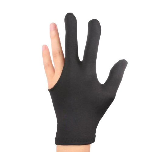 Elastische 3-Finger-Billardhandschuhe, Schwarz, Einheitsgröße, 10g 1