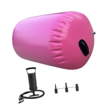 Inflatable Gymnastics Mat for Tumbling and Training, Outdoor Pink Gym Roller Barrel, Durable Air-Inflated Design, 10ft