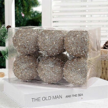 (Champagne) 2025 6Pcs/Set Christmas Tree Baubles Xmas Tree Hanging Ornaments Pendants For Christmas Decor