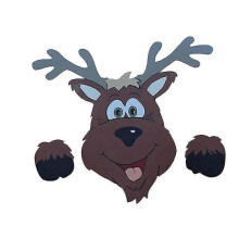 (Elk) 2025 Santa Claus Christmas Fence Peeker Holiday Outdoor Decoration Durable Reusable