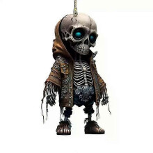 (1pc C sincere) 2025 Skeleton Swing Car Ornament Acrylic Spooky Skeleton Swing Pendant Rearview Decor Hangable Decorative Skeletons Halloween Car