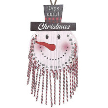 (B 29.6*21.9*0.9cm, Red) 2025 Countdown Calendar Pendant Snowman Shaped Christmas Santa Hanging Wooden Advent
