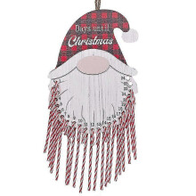 (C 29.6*22*0.9cm, Red) 2025 Countdown Calendar Pendant Snowman Shaped Christmas Santa Hanging Wooden Advent
