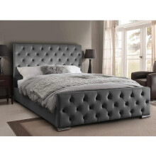 Oasis Buttoned Bed Frame with Velvet Finish 4FT6-GREY