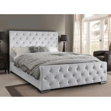 Oasis Buttoned Bed Frame with Velvet Finish 4FT6-Silver