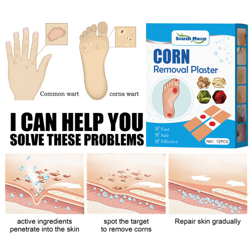 12Pcs Corn Removal Plasters Natural Active Ingredients Square Shape 1