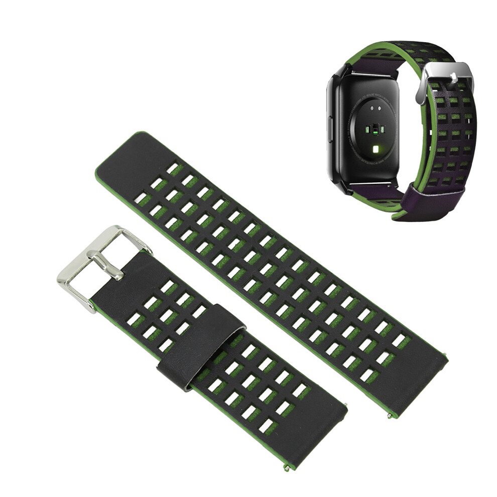 Comfortable Leather Wristband For Realme Watch 2 22Mm Band Bracelet Black Green Green,Black 8761344816000