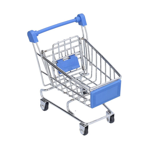 Carrello espositivo in ferro robusto blu per mini supermercato