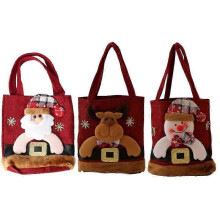 (mix) 2025 3pcs Christmas Apple Cloth Bag Cozy Large Capacity Soft And Comfortable Christmas Decorations Gift Bag