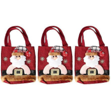 (santa claus) 2025 3pcs Christmas Apple Cloth Bag Cozy Large Capacity Soft And Comfortable Christmas Decorations Gift Bag