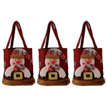 (snowman) 2025 3pcs Christmas Apple Cloth Bag Cozy Large Capacity Soft And Comfortable Christmas Decorations Gift Bag