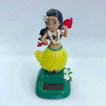 (TypeA-Yellow) 2025 Car Ornament Solar Ornament Bobblehead Doll Hawaiian Girl Shape Ornament Gift Creative Interior Car Supplies Car Doll Ornament