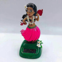 (TypeA-Pink) 2025 Car Ornament Solar Ornament Bobblehead Doll Hawaiian Girl Shape Ornament Gift Creative Interior Car Supplies Car Doll Ornament