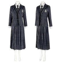 (XL) Wednesday Adams Cosplay Anzug Drax Schuluniform Kleiderset (Jacke + Weste + Hemd + Kleid +