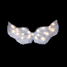 (80*40cm-Geel)Wit engelenvleugels kostuum engelenvleugels, vleugels halo en LED-verlichting, kinderen