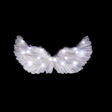(65*35cm-Wit) Wit engelenvleugels kostuum engelenvleugels, vleugels halo en LED-verlichting, kinderen