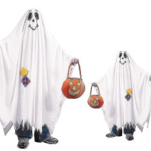 (S)Witte Geestmantel Halloween Cosplay Rollenspel Kinderkostuum Pompoen Snoepzak