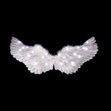 (80*40cm-Wit) Wit engelenvleugels kostuum engelenvleugels, vleugels halo en LED-verlichting, kinderen