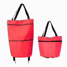 (Rood) Opvouwbare boodschappentrolley met waterdichte tas en grote opbergcapaciteit
