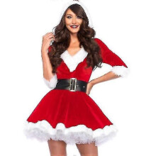 (XL) Dames Kerstmis Fancy Party Jurk Sexy Kerstman Outfits Hoodie Kerstman Sweetie Cosplay Kostuums-rood