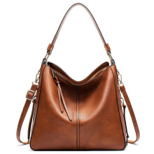 (Bruin) Eenvoudige damestas, vintage PU crossbody schoudertas, waterdichte leren tas