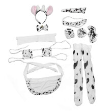 Schattige cosplay-uniformset in koeienstijl voor dames, met hoofddeksel, ondergoed en schort