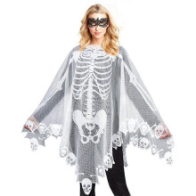 (112x112cm) Dames skelet Halloween sjaal Halloween kostuum skelet cape poncho, inclusief maskerade