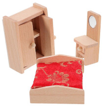Houten poppenhuismeubels voor fantasiespel, 3 sets, beige